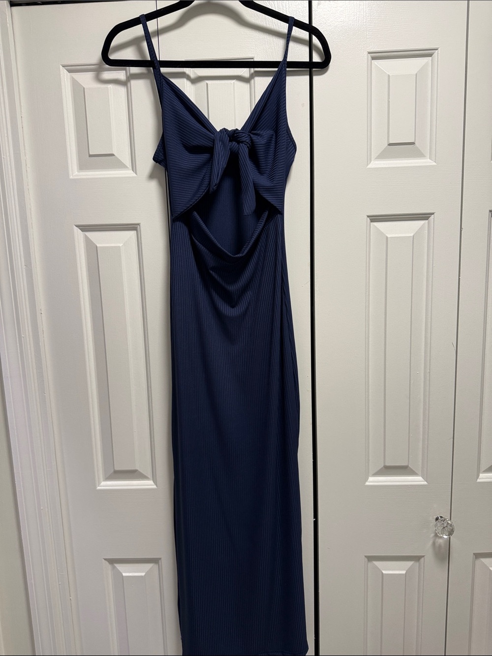 Tie Front Navy Maxi Dress